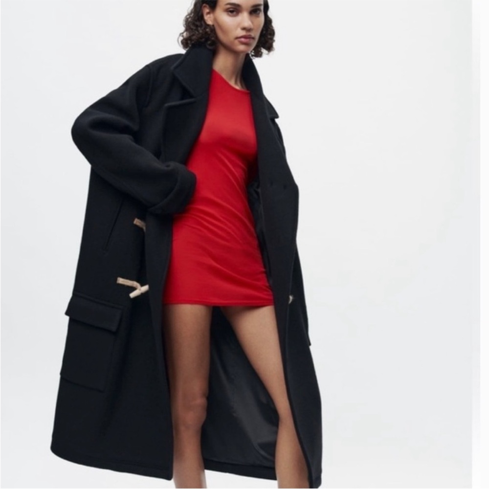 Zara Black wool Toggle Coat